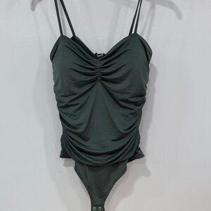 Express Green Ruched Bodysuit NWT